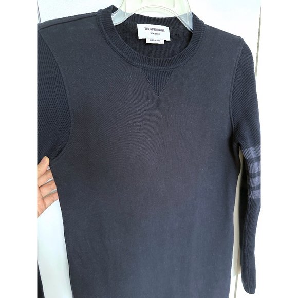 Thom Browne Navy Classic Loopback Tonal 4 Bar Sweater Dress Sweatshirt Terry 40 - Picture 8 of 15